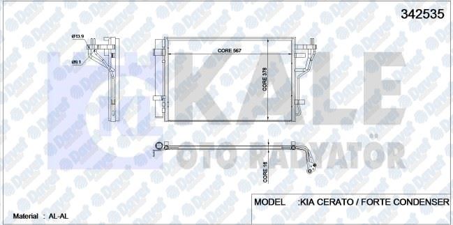 KALE 342535 Klima Radyatoru Hyundai Cerato / Forte (Al/Al) (Kurutucu Ile)  ####